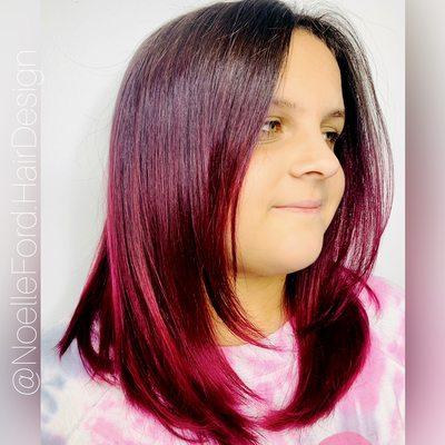 Vivid hair color with haircut