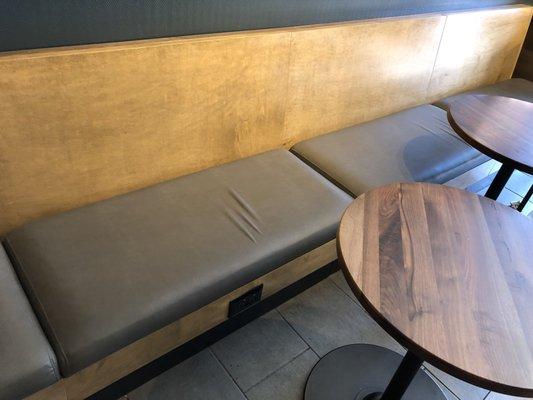 Banquette is comfy and has several power outlets for laptop hobos.