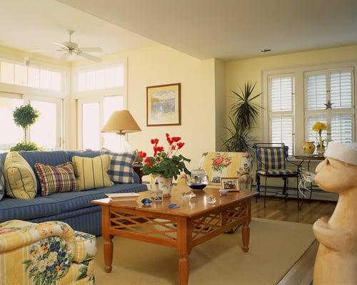 A cheerful cottage beach living room