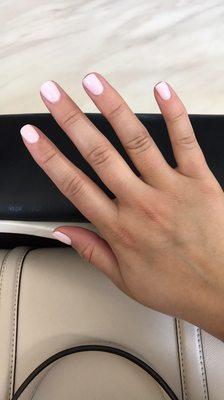 The color is #18 or "Let's Be Friends" by OPI. Perfect light pink!