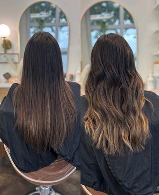 One row of hair extensions for chemical free highlights, volume, and long lasting style.