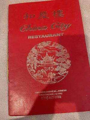 Front of the menu