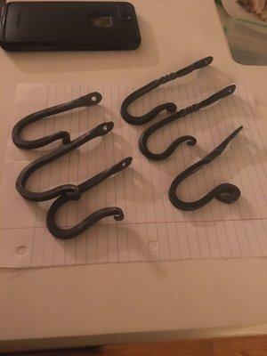 Hooks we made during the beginners blacksmithing class