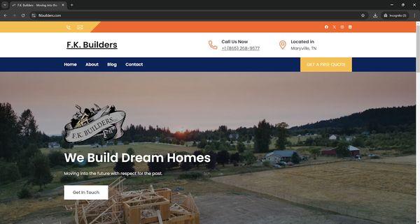 Business website for general contractor - fkbuilders.com. Includes a contact form, blog, and a newsletter.