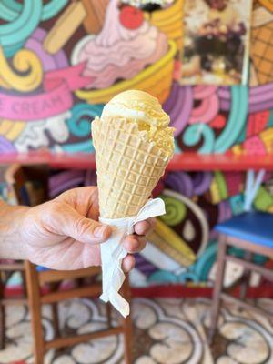 Vegan vanilla in a waffle cone $7