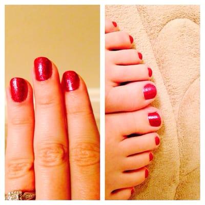 Thank you for my beautiful holiday mani and pedi :)