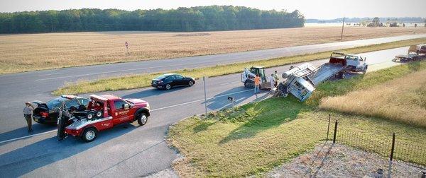 Rolled over boat recovery.