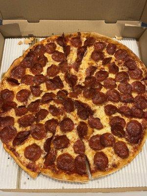 Large thin pepperoni $15