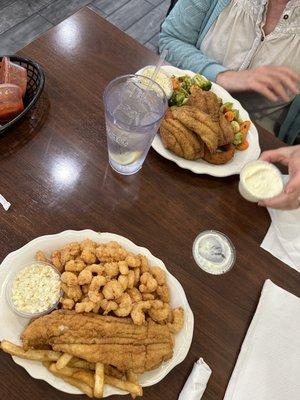 Lunch portions of Shrimp & Flounder ... And Salt & Pepper Catfish