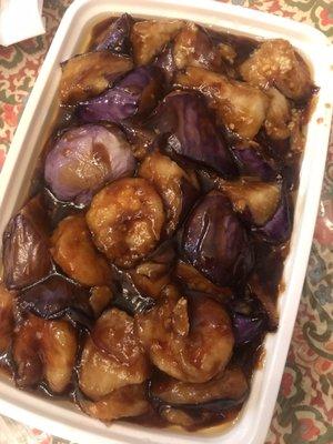 Shrimp eggplant and garlic sauce