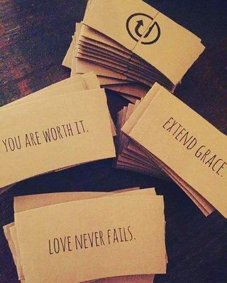 We share encouraging messages every chance with get...even on our coffee sleeves!