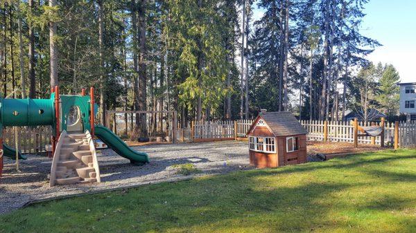 ICP's outdoor play area includes a nature trail that students explore with the supervision of teachers and parents.