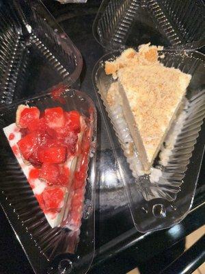 Strawberry shortcake cheesecake and banana pudding cheesecake