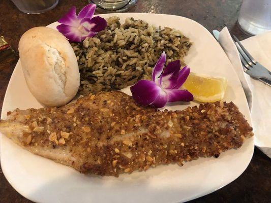 Nut Crusted Walleye Dinner