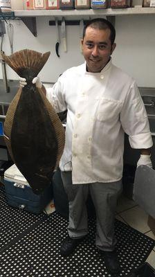 Getting ready to fillet fresh halibut