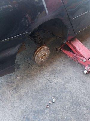 Getting my tire put back on had a flat! Ugh.