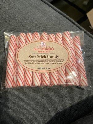 The soft candy peppermint sticks that I received.