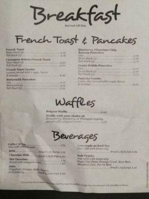 Breakfast menu