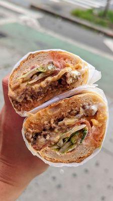 Chopped Cheese Hero with Lettuce & Tomato | Instagram: @telephonesmoothie