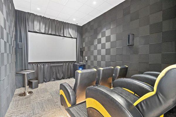 Six seat state of the art theater with reclining chairs vibrating with the sound on the screen!