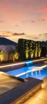 LED strip lighting for a modern approach to this pool!