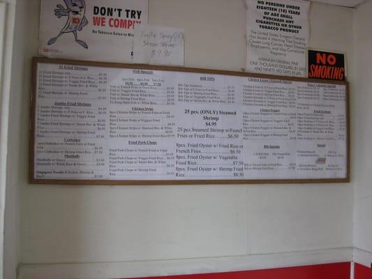 another one of the menu boards (with the many seafood offerings)