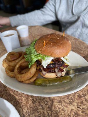 Double Bacon Cheeseburger with an egg on top