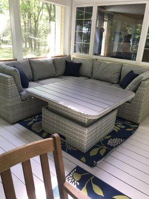 New porch set, sectional and adjustable height table!