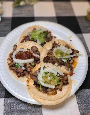 Tripas and Cabeza Tacos