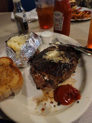 Steak and bake potatoes was asome