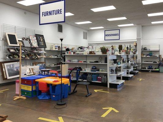 Small furniture and housewares sections.