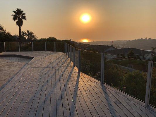 Post Glass fence sunset