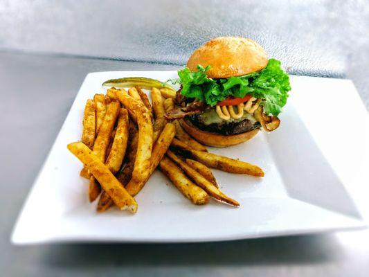 Chipotle Bacon Burger (pictured with a gluten free bun)