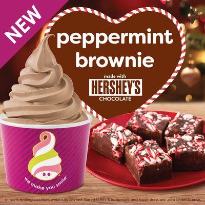 Our Peppermint Brownie made with @Hersheys Chocolate froyo is a decadently delicious  mix of fudgy brownie and refreshing peppermint.