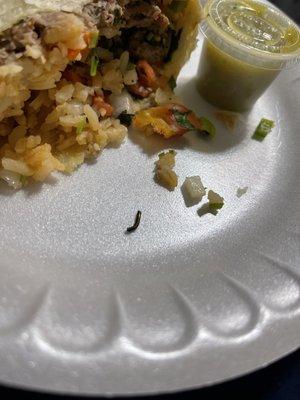 Got a carne asada burrito tonight after work and as I'm eating I bit into this metal piece that was in the rice.