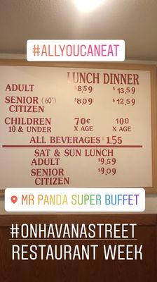 Deals! Menu and prices for lunch and dinner