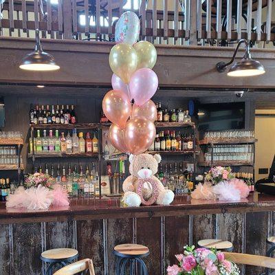 Baby shower in saloon.