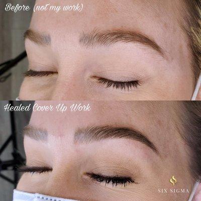 Corrective work of old microblading (not my work)