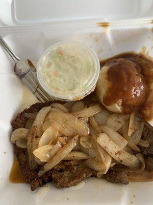 Great Cole Slaw, lumpy old mashed potatoes, wonderful liver and onion.