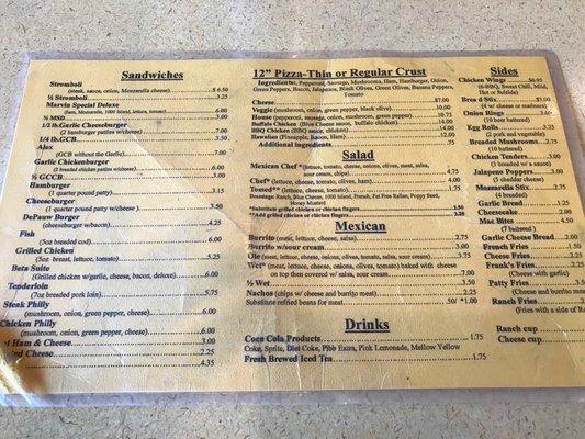 Marvin's menu Depauw  University