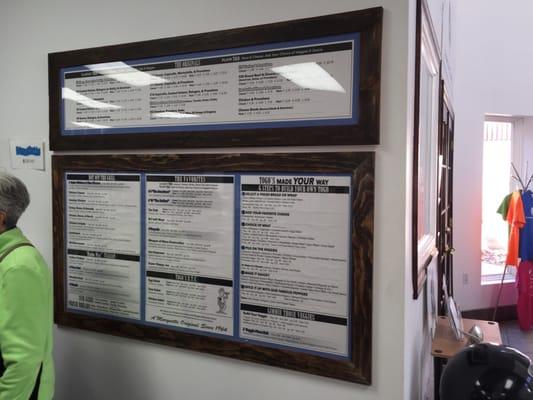 Menu posted on the wall