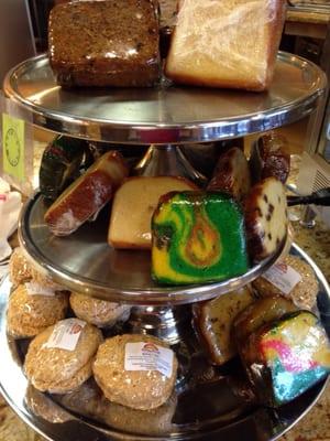 Assorted cakes, rum cake bun cake, pound cake.