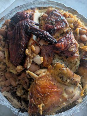 Half chicken, rice and beans