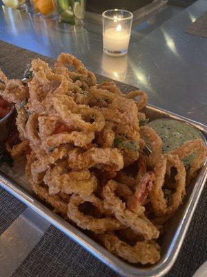 Crispy Calamari --  cherry pepper / roasted tomato / basil-garlic aioli