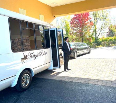 Our 15 passenger party bus with wrap around seating.