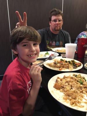 Having fun at dinner. These hibachi tables around the grill are a bit more spacious than many others I have been to.