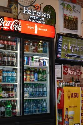 We have hundreds of drinks, athletic, sports, energy-you name it, with fountain drinks, slushies, beer and wine.