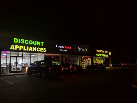 Discount Appliances at 3500 Plank Rd during nighttime