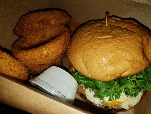 What the cluck burger and onion rings.. perfection