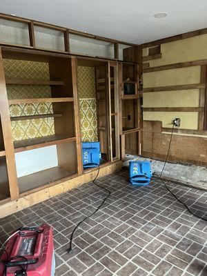 Removed wood paneling in an entire room from top to bottom